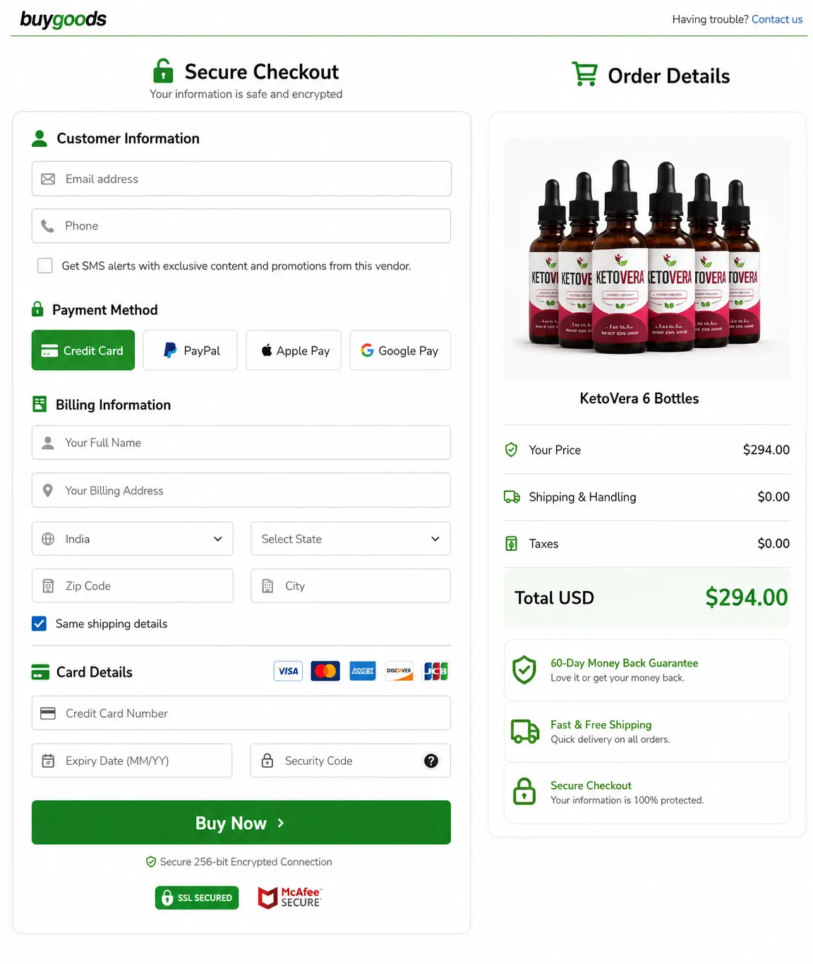  KetoVera order slip